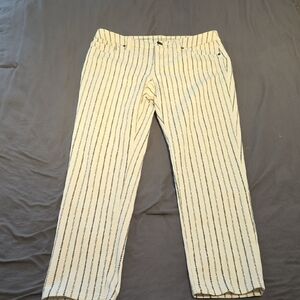 Chico's Cream and Black Striped Ankle Pants